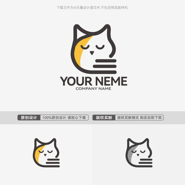 懒猫logo教育培训猫标志