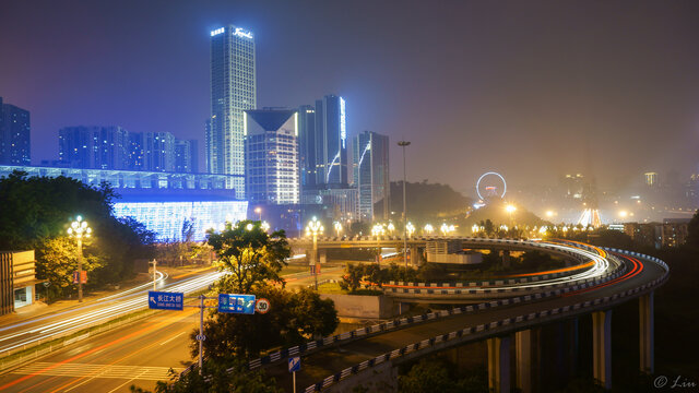 重庆南岸立交桥夜景