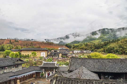 俯瞰南靖土楼怀远楼与建筑群