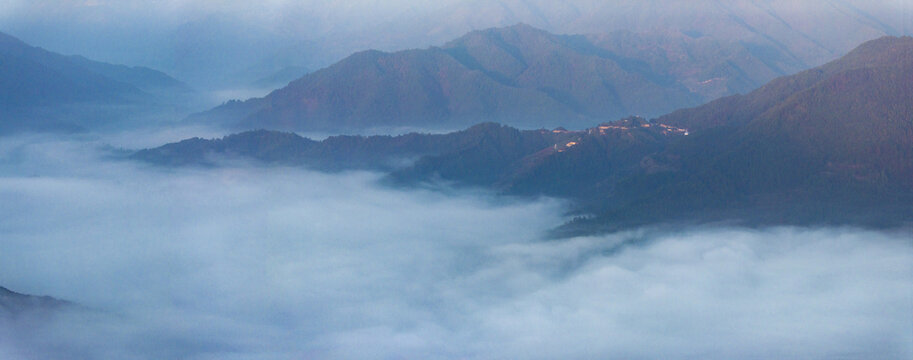 江南高山群山晨曦云海云雾航拍