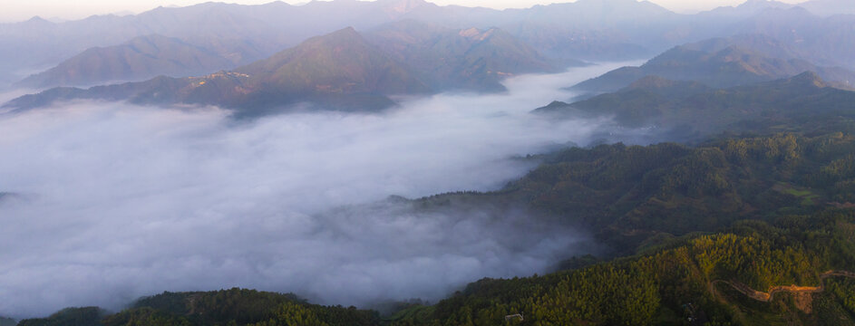 江南高山群山晨曦云海云雾航拍