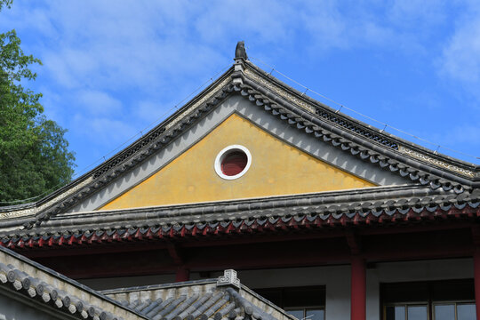 寺庙屋顶的特写