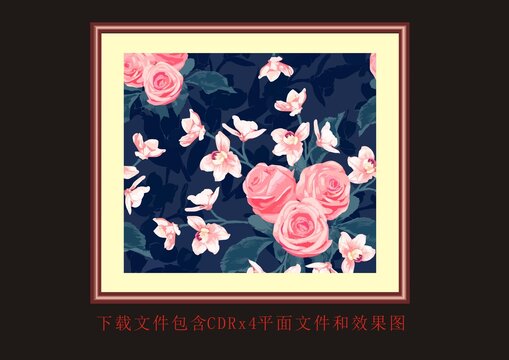 矢量玫瑰花卉素材底纹