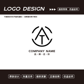 AT字母logo标志