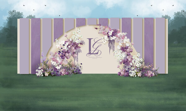 紫色婚礼合影区