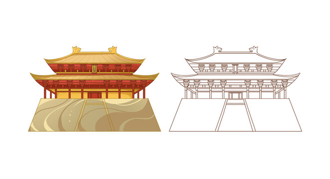 柳州文庙建筑插画