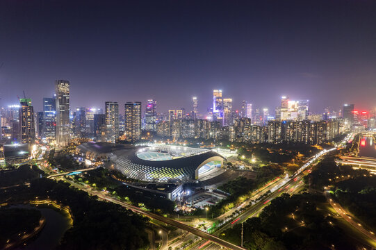 深圳湾体育中心夜景南山科技园