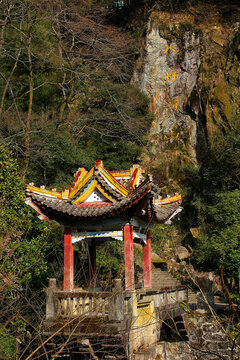 黄山观瀑亭大好河山