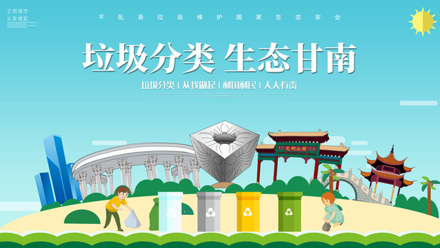 甘南县垃圾分类回收海报展板