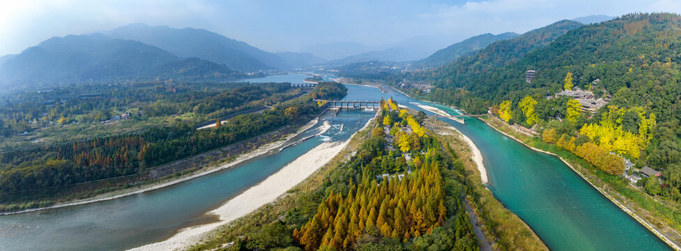 都江堰秋天全景接片