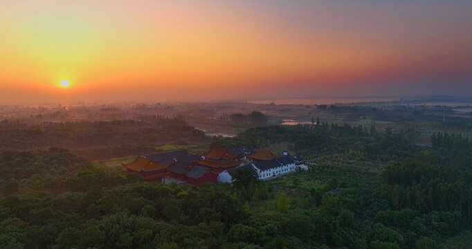 枝江弥陀寺金湖湿地公园全景