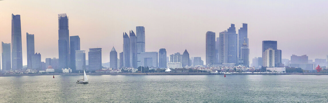 青岛城市风光全景