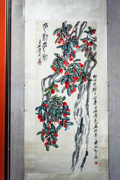 中国国家博物馆的齐白石荔枝图轴