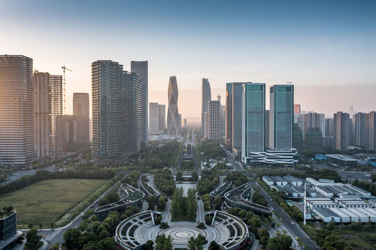 杭州滨海新区航拍风景