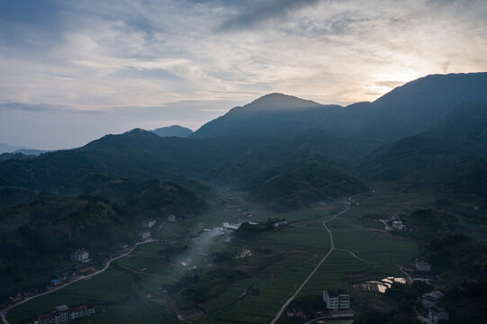 航拍福建乡村田园风光