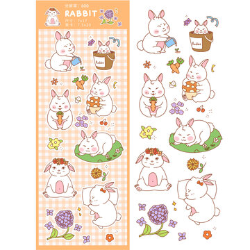 咕卡贴纸小兔子图案rabbit