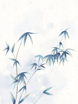 古风水彩植物花卉竹子
