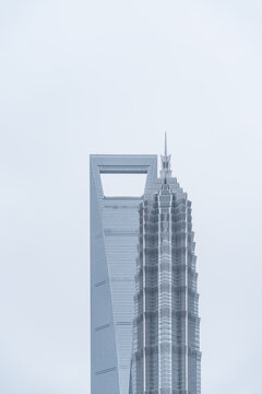 上海中心大厦与金茂大厦摩天大楼
