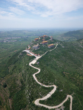 航拍山东枣庄石榴园之大光明寺