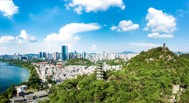 柳州城市风光航拍全景