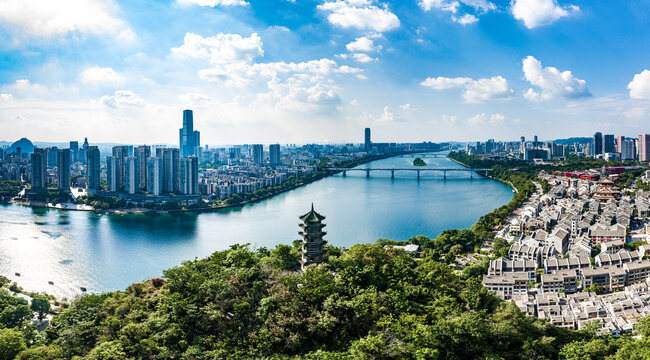 柳州城市风光航拍全景