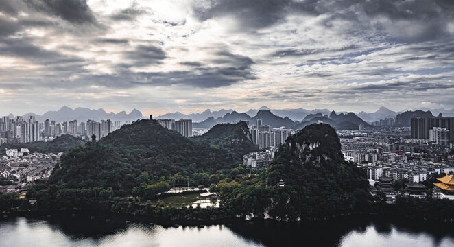 柳州城市风光航拍全景