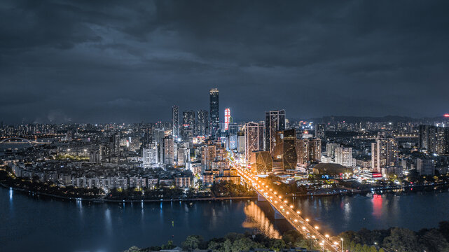 柳州城市风光航拍全景