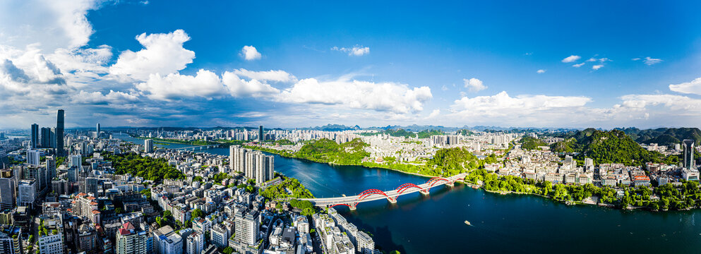 柳州城市风光航拍全景