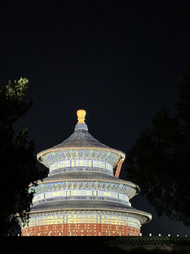 北京天坛公园夜景