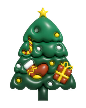 圣诞立体膨胀挂礼物的圣诞树