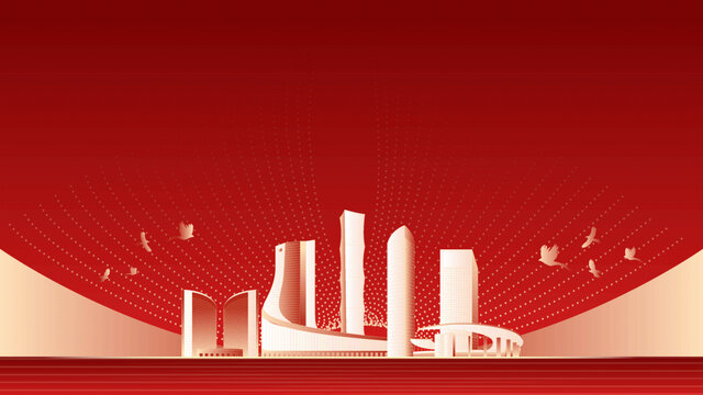 合肥地标建筑红色周年背景