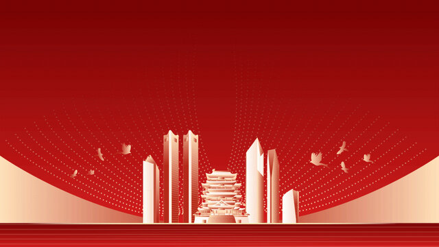 南昌地标建筑红色周年背景