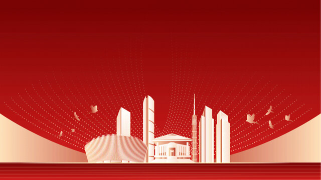 淮安地标建筑红色周年背景