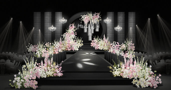 粉白色韩式婚礼效果图