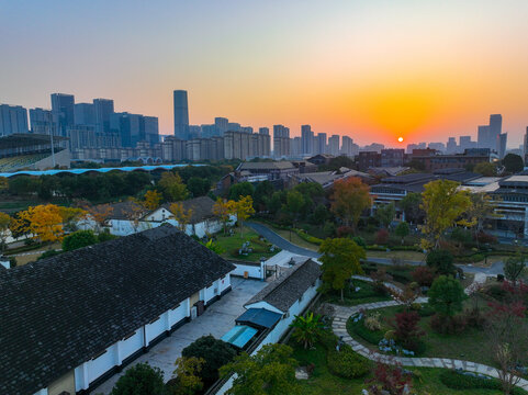 秋天的城市与古镇风光