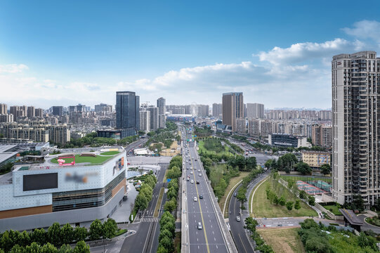 航拍南京市区道路运输