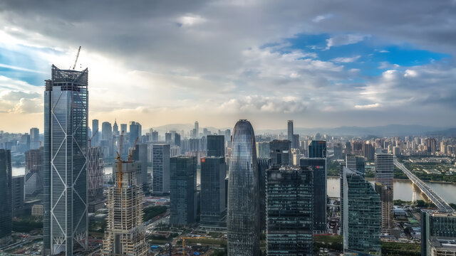 航拍广州房地产背景