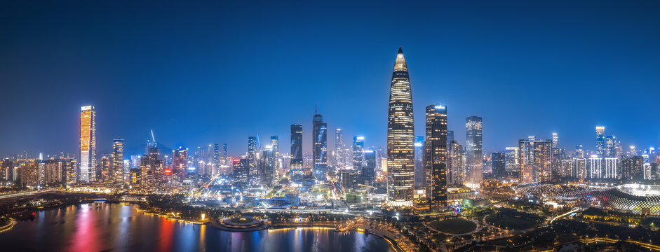 航拍深圳城市夜景