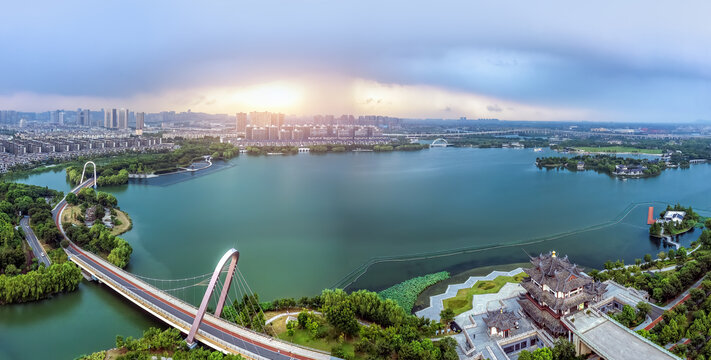 航拍绍兴城市景观街景