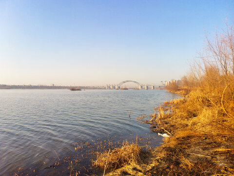 河岸秋景