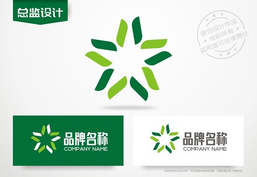 五角星logo农业科技标志