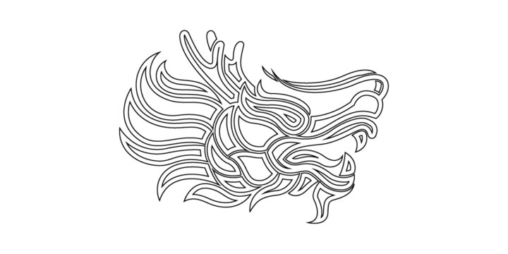 龙抽象线描插图