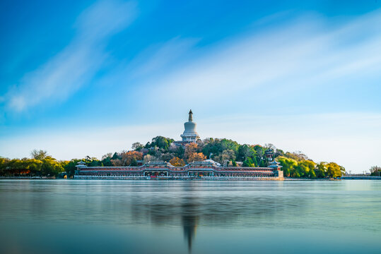 北京北海公园琼华岛长曝光美景