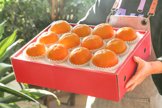 盒子装着水果脆柿