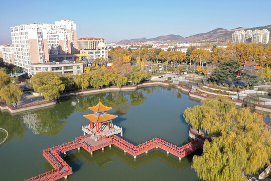 山东枣庄山亭区太清湖公园冬景