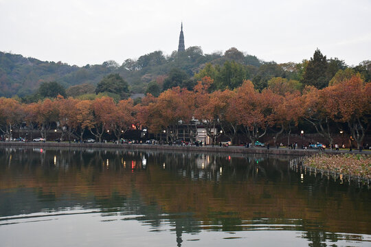 秋天的西湖景色