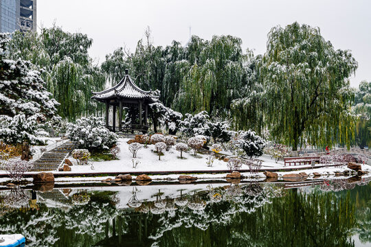 中国长春牡丹园雪后风景