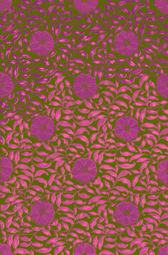 印花紫色古典花卉曲线图案