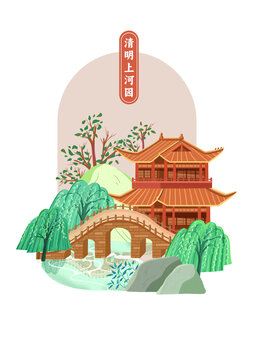 清明上河园地标插画海报