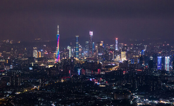 广州珠江新城夜景航拍